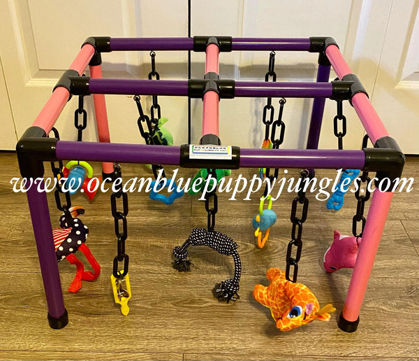 whelping box toy  mobile purple pink & black