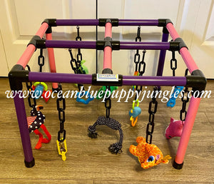 whelping box toy  mobile purple pink & black