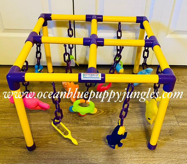 whelping box toy mobile yellow & blue